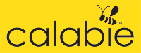 Calabie logo with a bee mark and yellow brand background